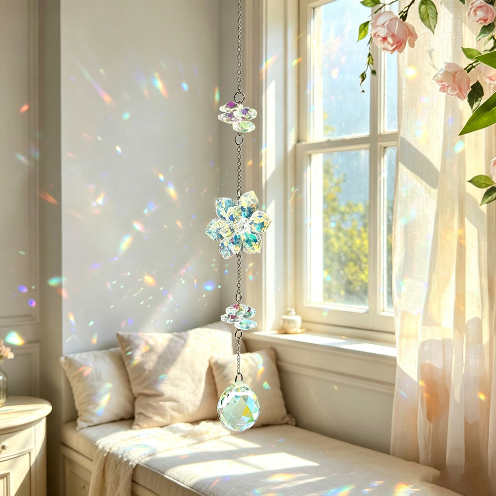 Cute Flower Crystal Bead Window Hanging Suncatcher 6H7HLS197