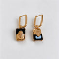 Vintage Gold Plated Lion Head Pendant Earrings 6W6JER810