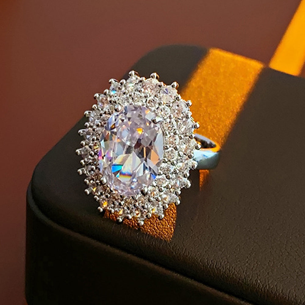Luxury Oval Rhinestone Gold Plated Open Ring 6W6JRG379