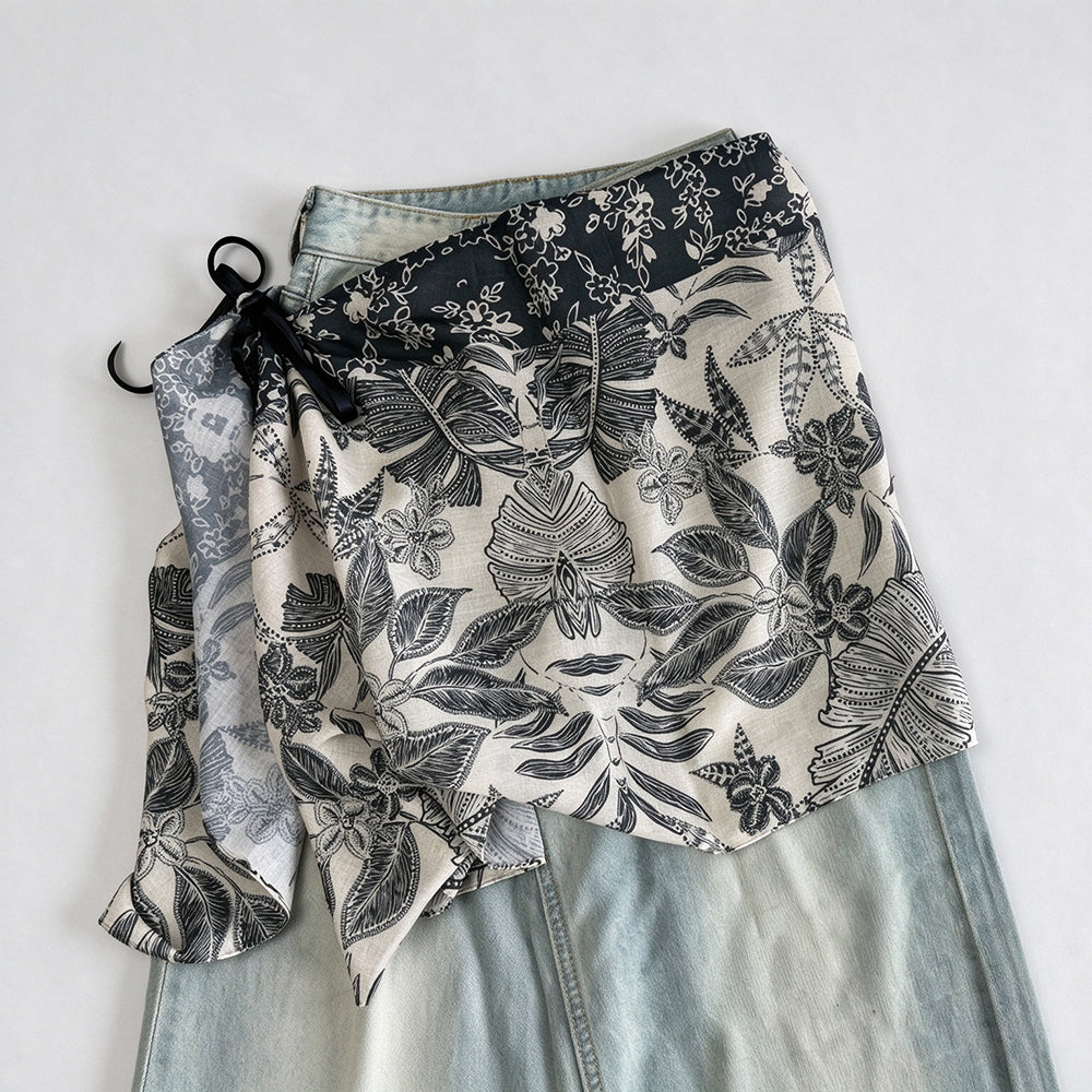Boho Style Paisley Print Layering Skirt Hip Scarf 6W1SL47