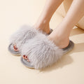 Fluffy Faux Fur Open-Toe Indoor Slippers 6W8FSP282