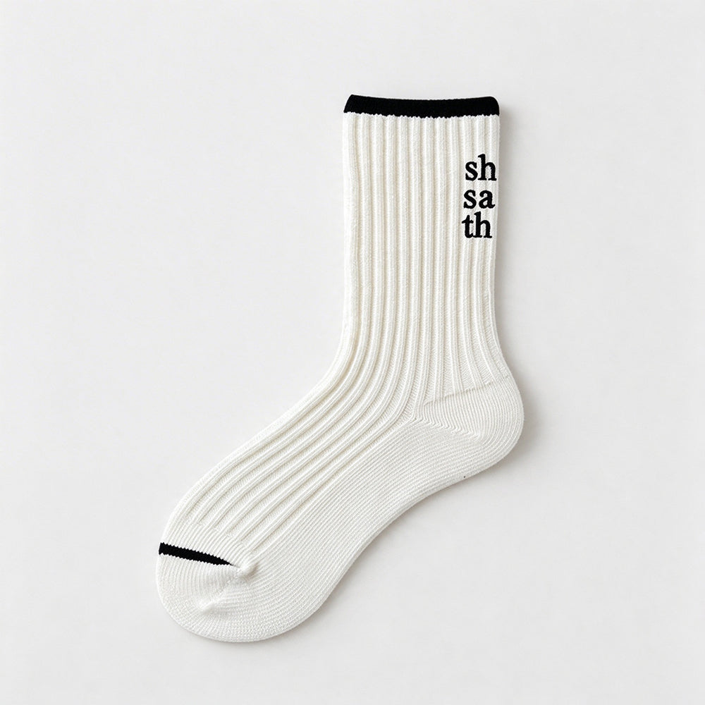 Color Block Jacquard Rib Socks - DippedShop Wholesale - #9555