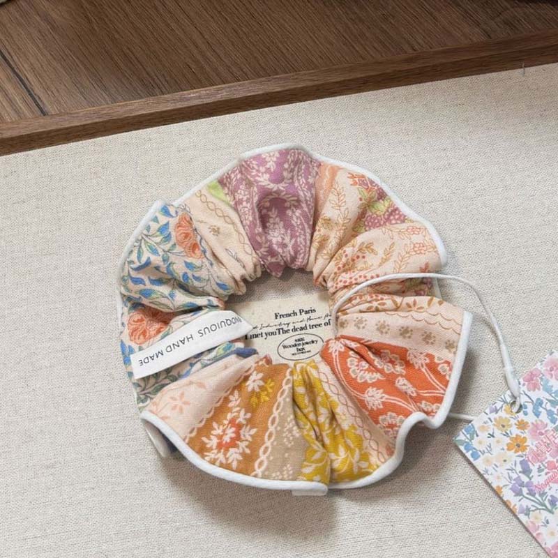 Flower Patchwork Hair Scrunchie - DippedShop Wholesale - #1971