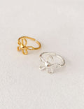 Minimalist Gold Plated 3D Floral Open Ring 8ZA6JRG127L