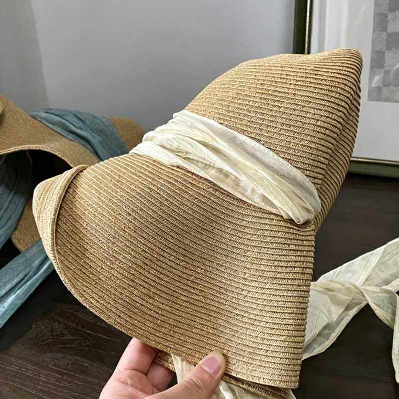 Elegant Wide Brim Straw Hat - DippedShop Wholesale - #6243