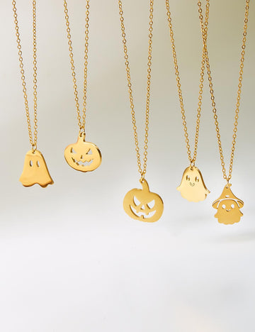 Halloween Pumpkin Ghost Pendant Necklace DP25G428