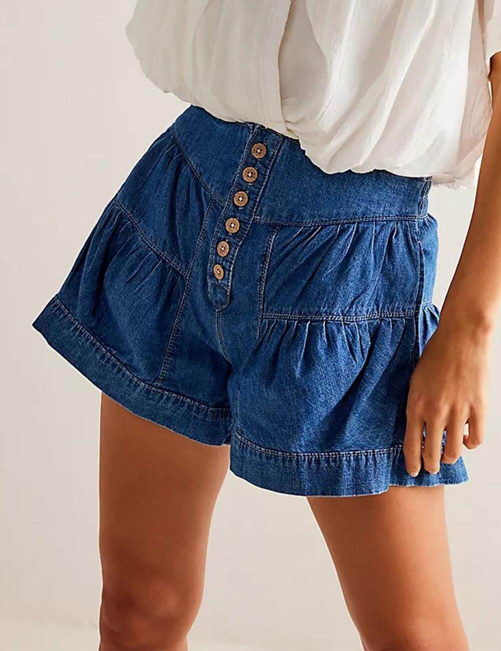 Solid Color Denim Shorts - DippedShop Wholesale - #9539