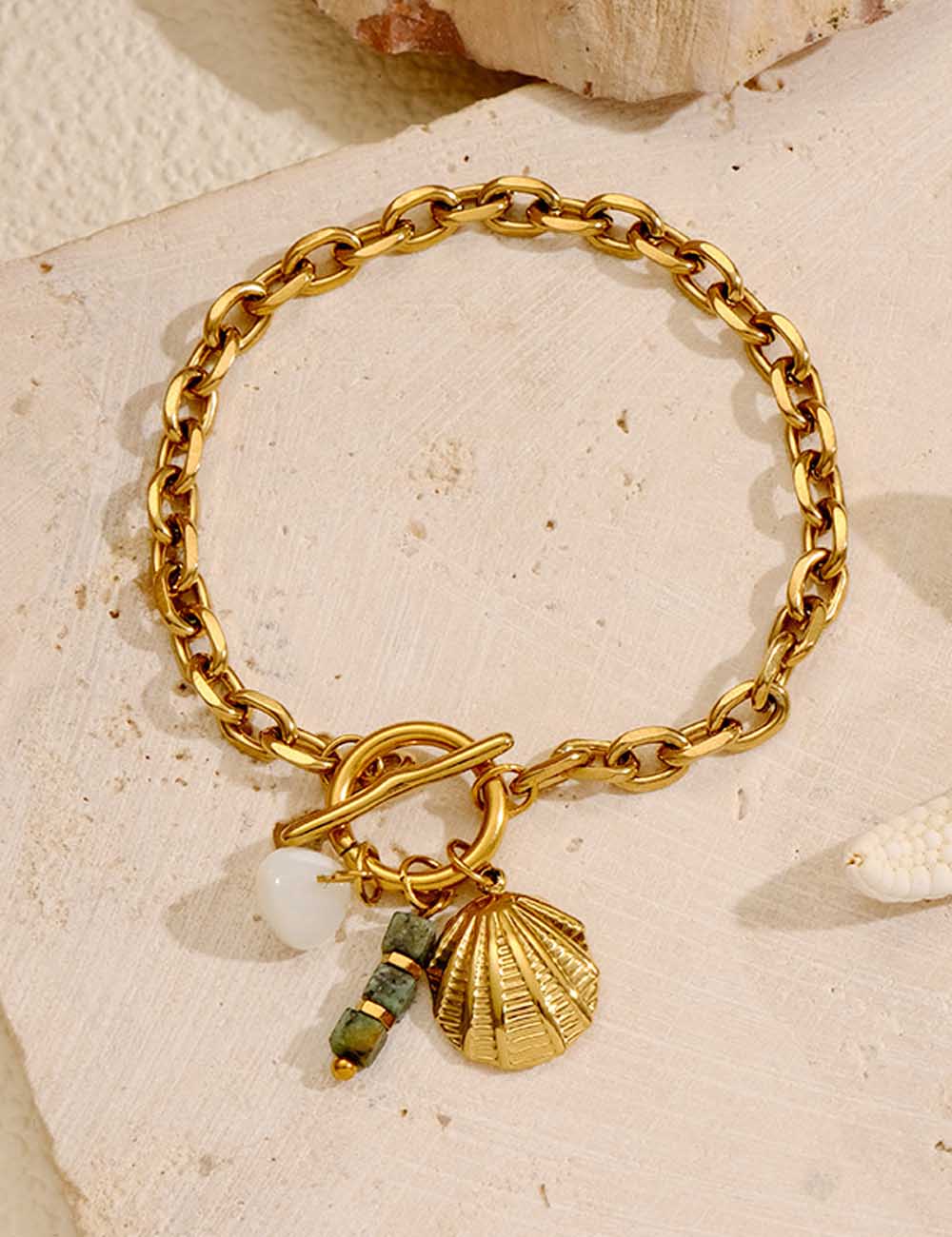 Chunky Shell Pearl Charm Link - DippedShop Wholesale - #2003