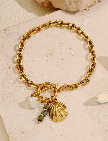 Chunky Shell Pearl Charm Link - DippedShop Wholesale - #2003