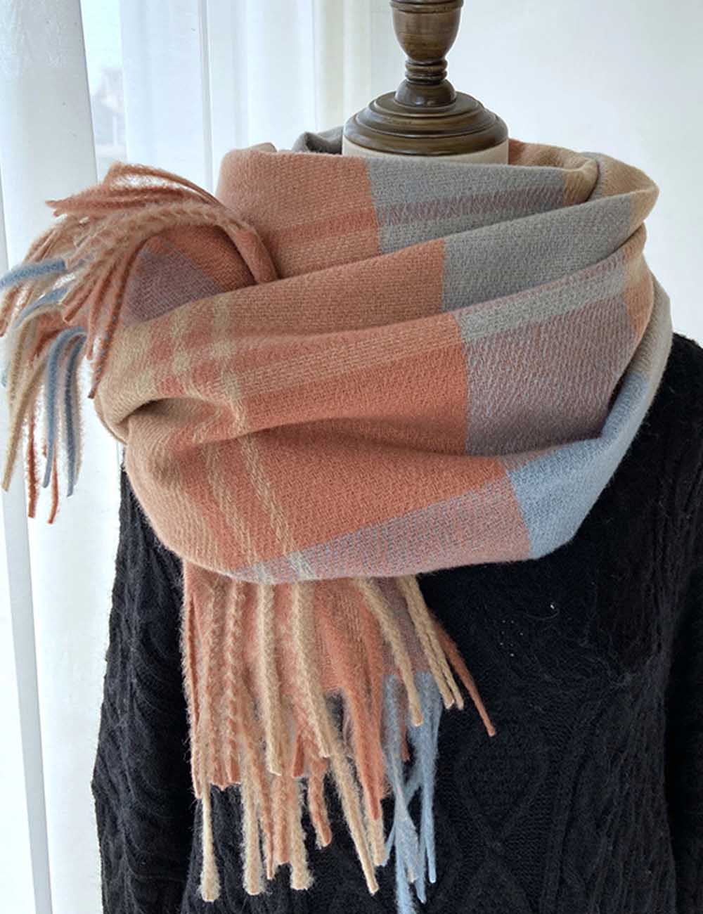 Winter Tassel Faux Cashmere Thicken Warm Scarf DP25H684