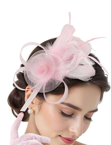 Flower Feather Fascinator Headband - DippedShop Wholesale - #6563