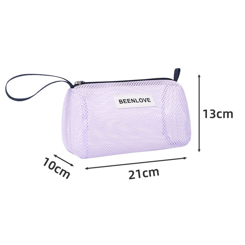 Simple Solid Color Beach Mesh Storage Bag 8BW6BOB83T