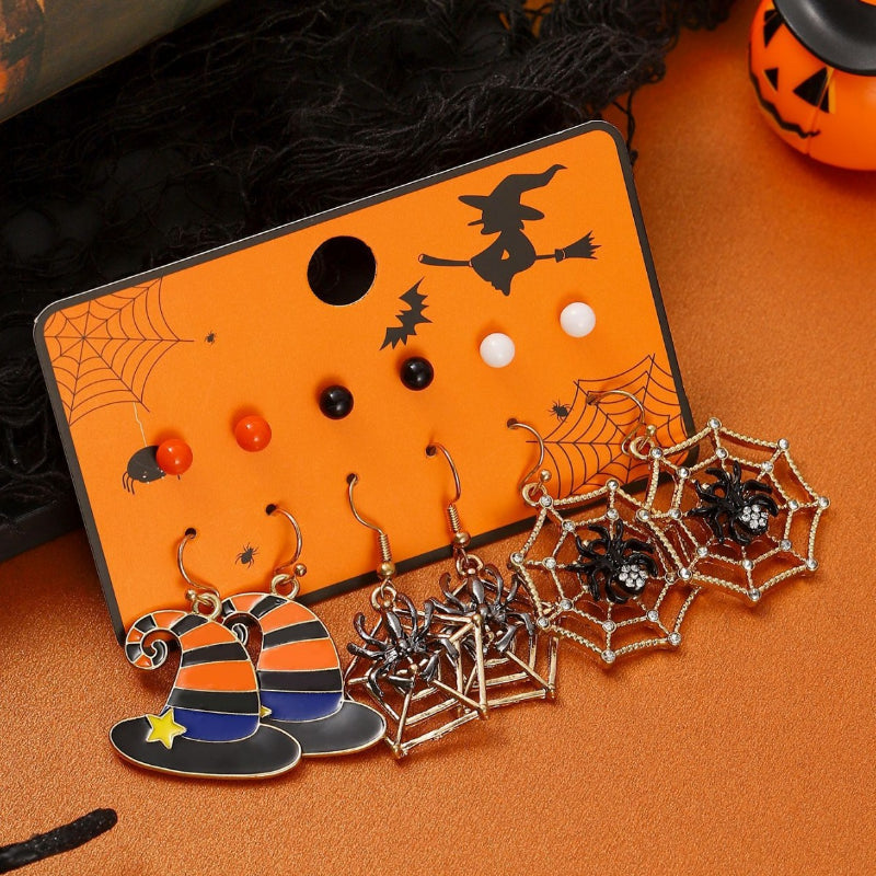 5+ Witch Spider Web Halloween Earrings DPJE2738