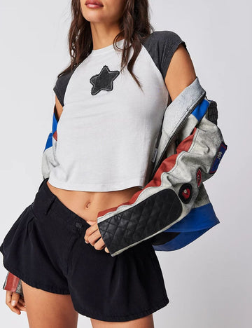 Color Block Star Splicing Slim Tops DP25C447