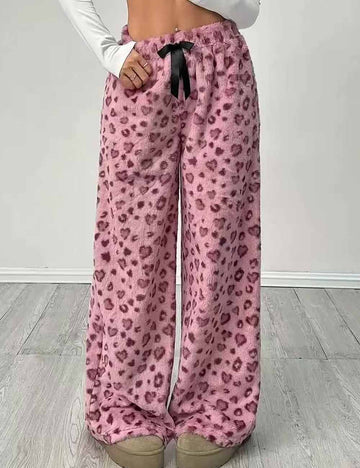 Casual Leopard Print Elastic Waist Wide Leg Pants DP25G904