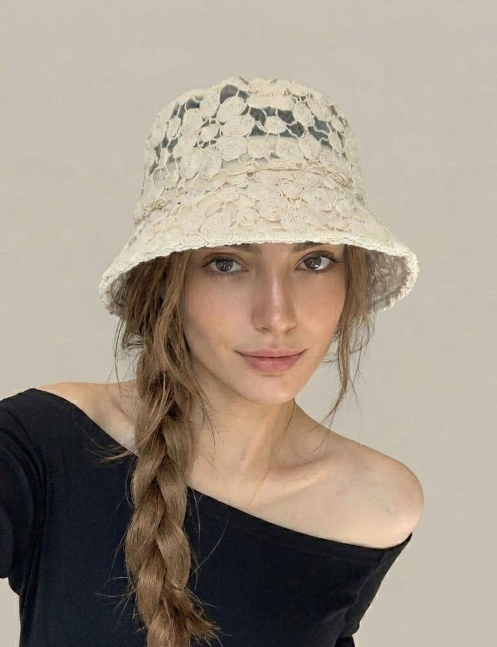 Elegant Mesh Wide Brim Beach Bucket Hat MK2BW6W6HAT77