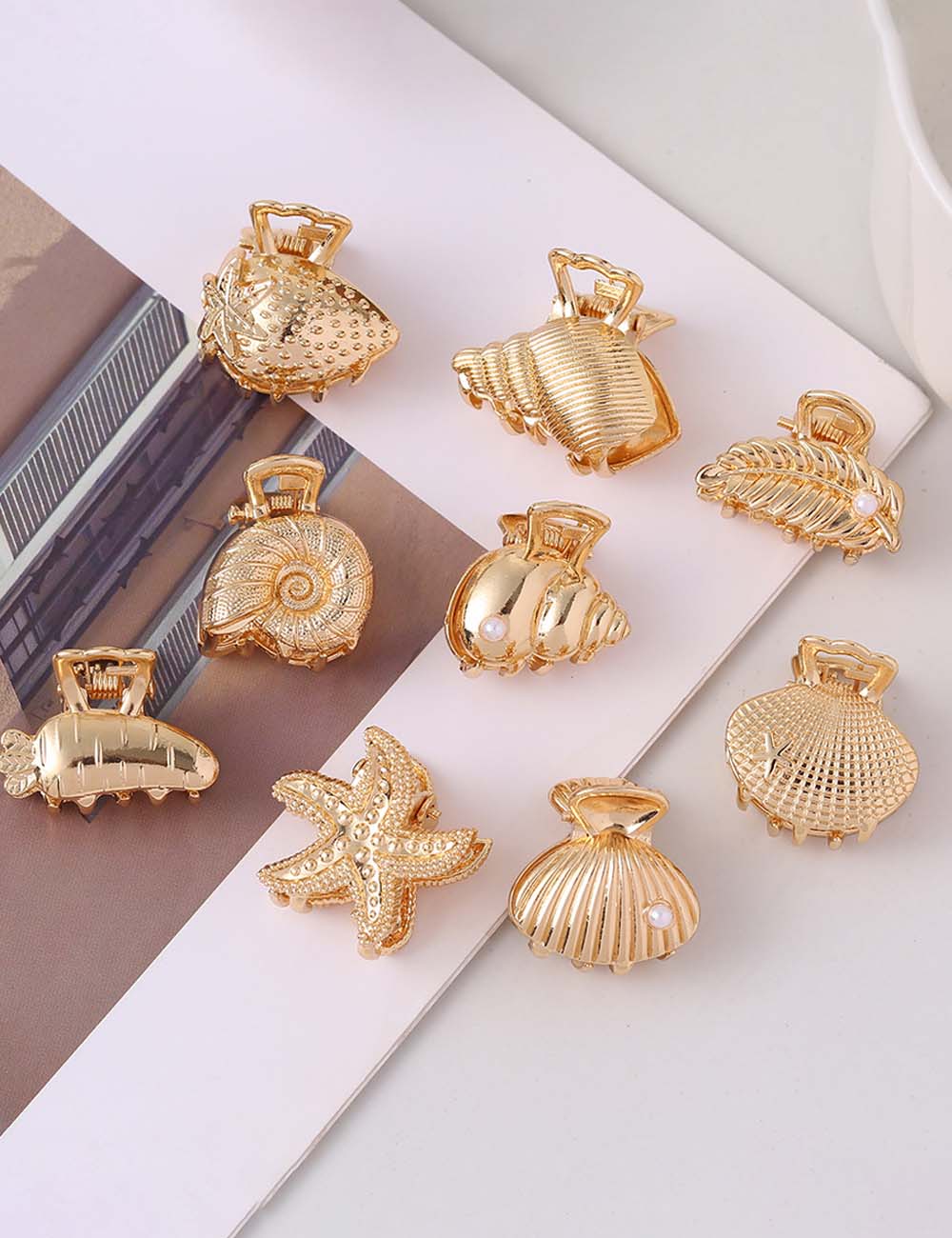Gold Sea Conch Hair Claw - DippedShop Wholesale - #0755