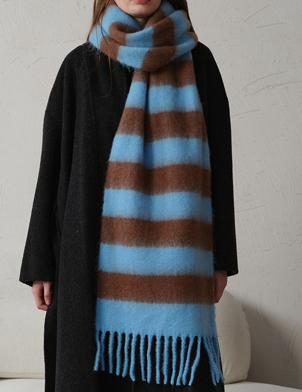 Striped Color Block Thicken Tassel Warm Scarve DPS1315