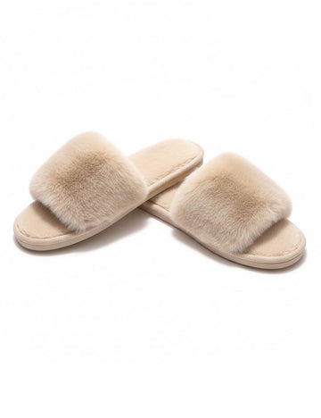 Solid Color Plush Open-Toe Slippers DP25G465