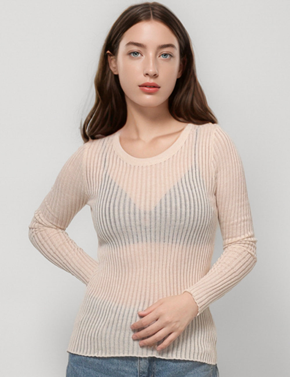 Ribbed Sexy Solid Color Slim-Fit Knit Top DPT4787