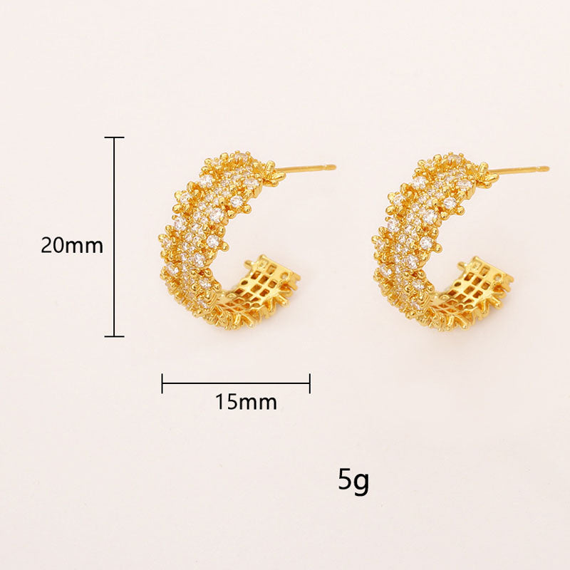 Gold Plated C-Shaped Stud Earrings - DippedShop Wholesale - #4083