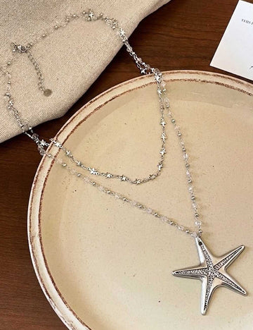 Minimalist Double Layer Starfish Necklace - DippedShop Wholesale - #2947