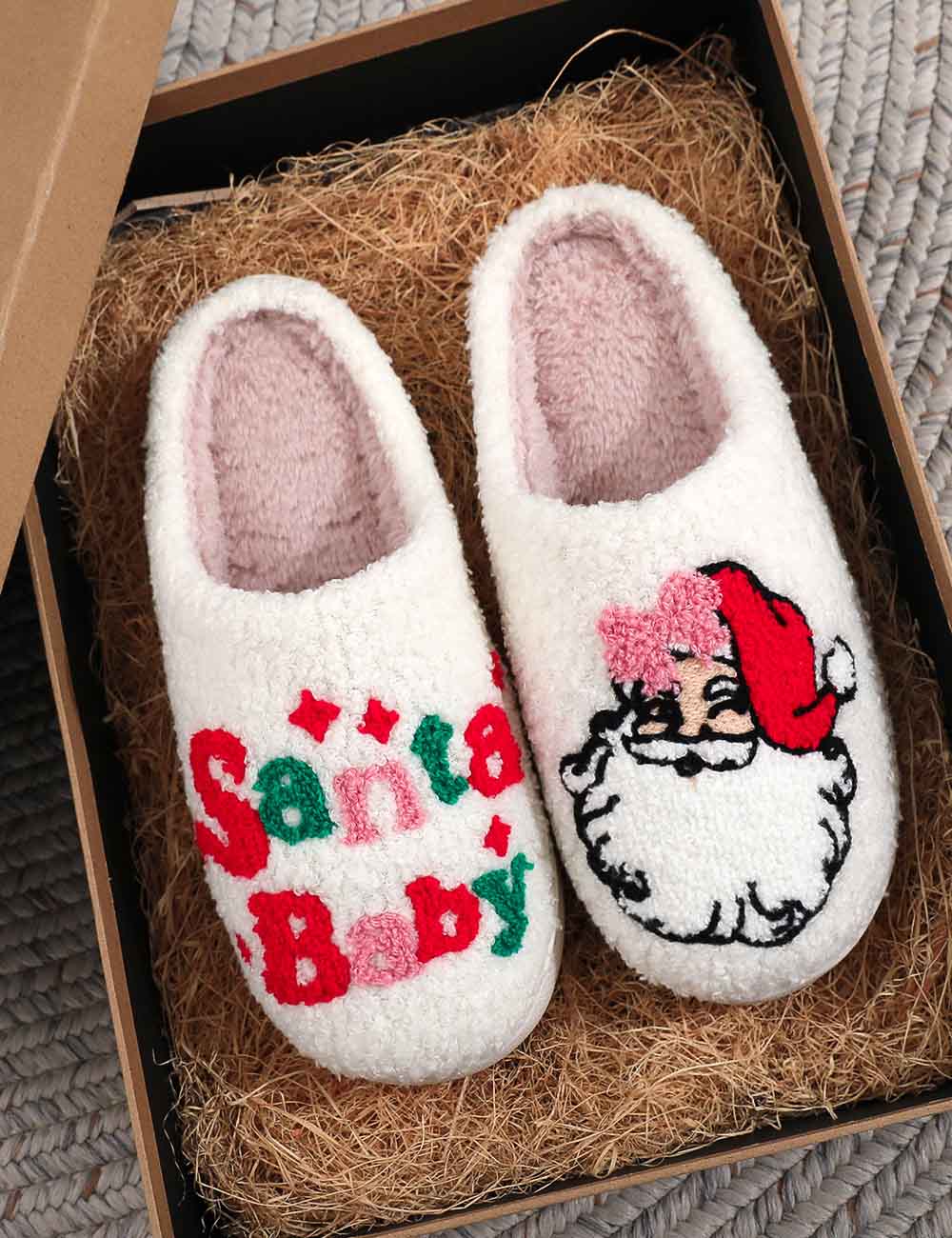 Winter Santa Claus Warm Fleece Indoor Slippers DP25H483
