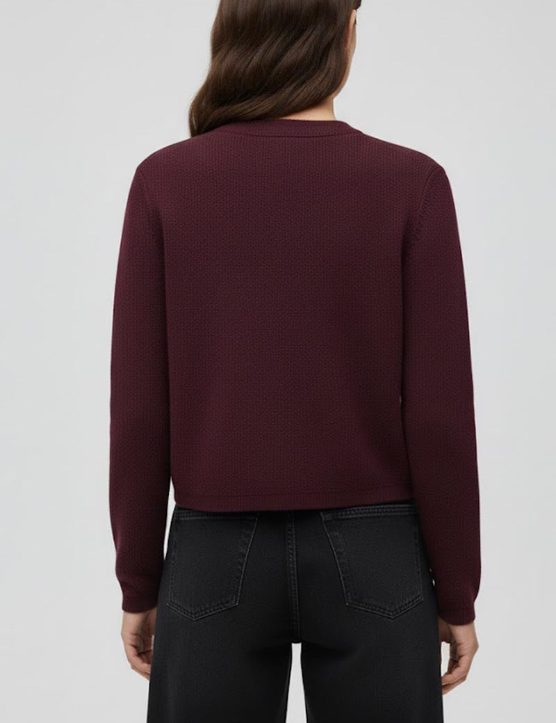 Fall Solid Color Crew Neck Knit Cardigan DP25G964