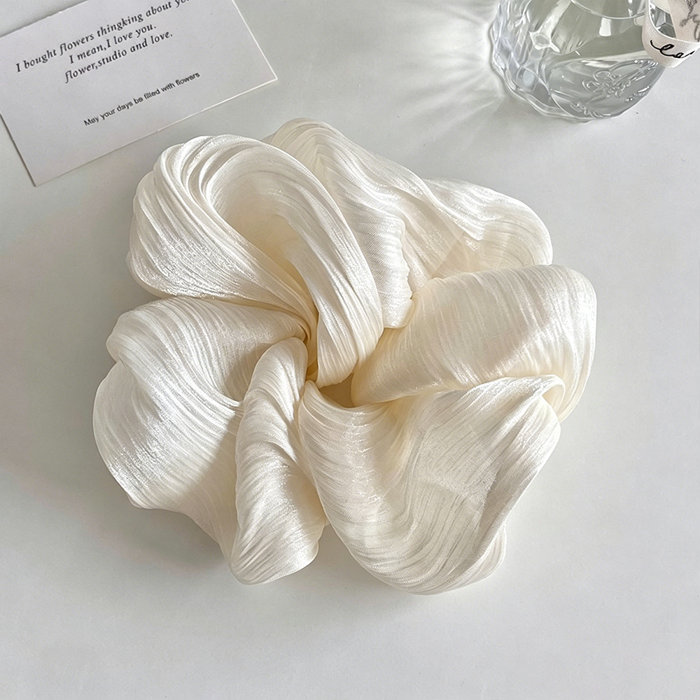 Pearlescent Chiffon Ruffled Hair Scrunchie - DippedShop Wholesale - #8163
