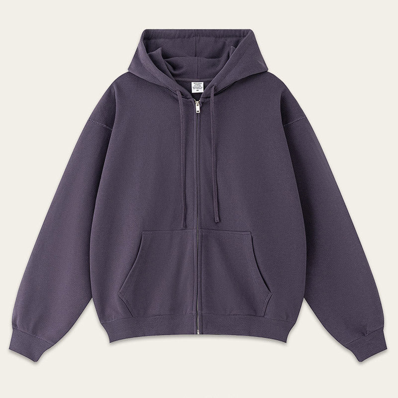 Casual Solid Color Oversize Zip-Up Hoodie DP25E571