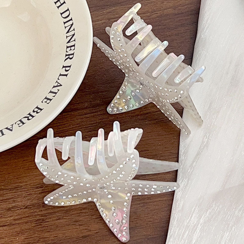 Iridescent Rhinestone Starfish Non-Slip Hair Claw MK2PPM6W6HCP346