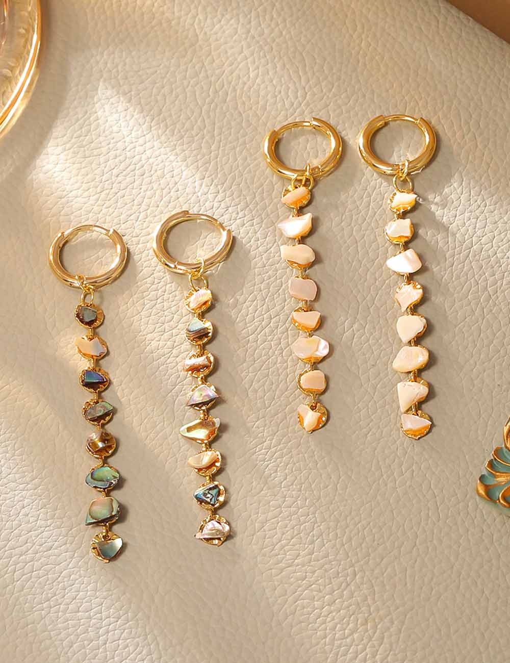 Natural Shell Beaded Dangle Earrings - DippedShop Wholesale - #5139