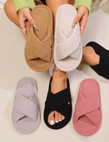 Cozy Crossed Waffle Indoor Slippers DP25F904