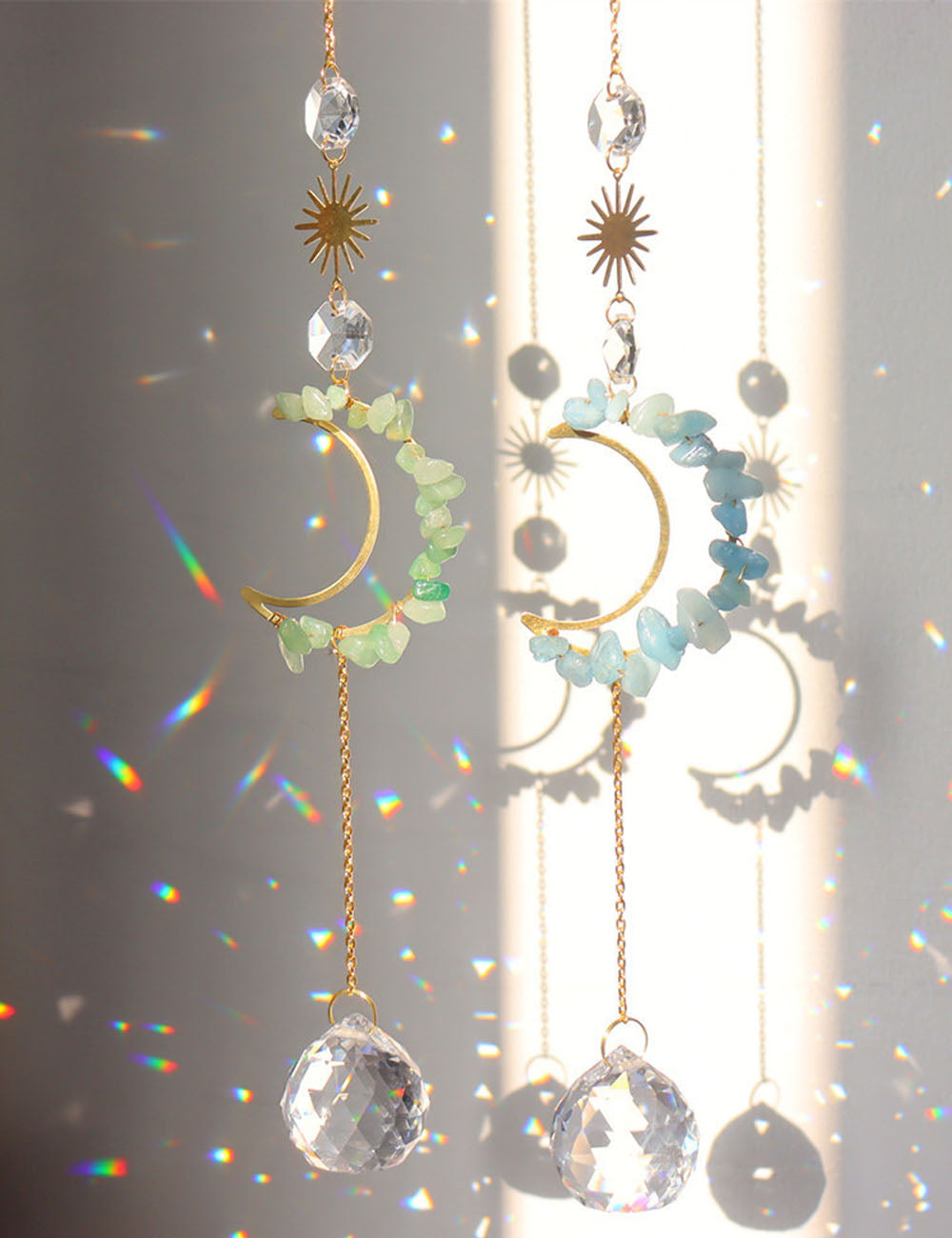 Natural Stone Moon Crystal Hanging - DippedShop Wholesale - #3203