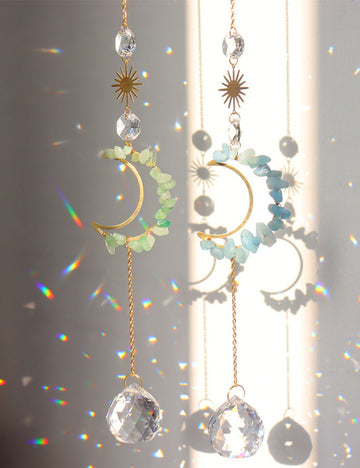 Natural Stone Moon Crystal Hanging - DippedShop Wholesale - #3203