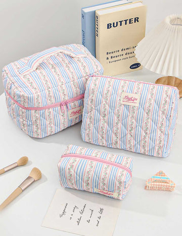 Cute Cherry Bow Print Travel Makeup Bag DP25H571