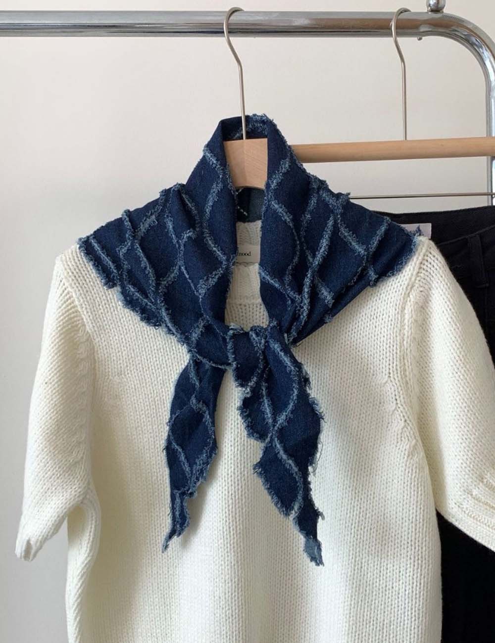 Plaid Distressed Denim Scarf - DippedShop Wholesale - #2579