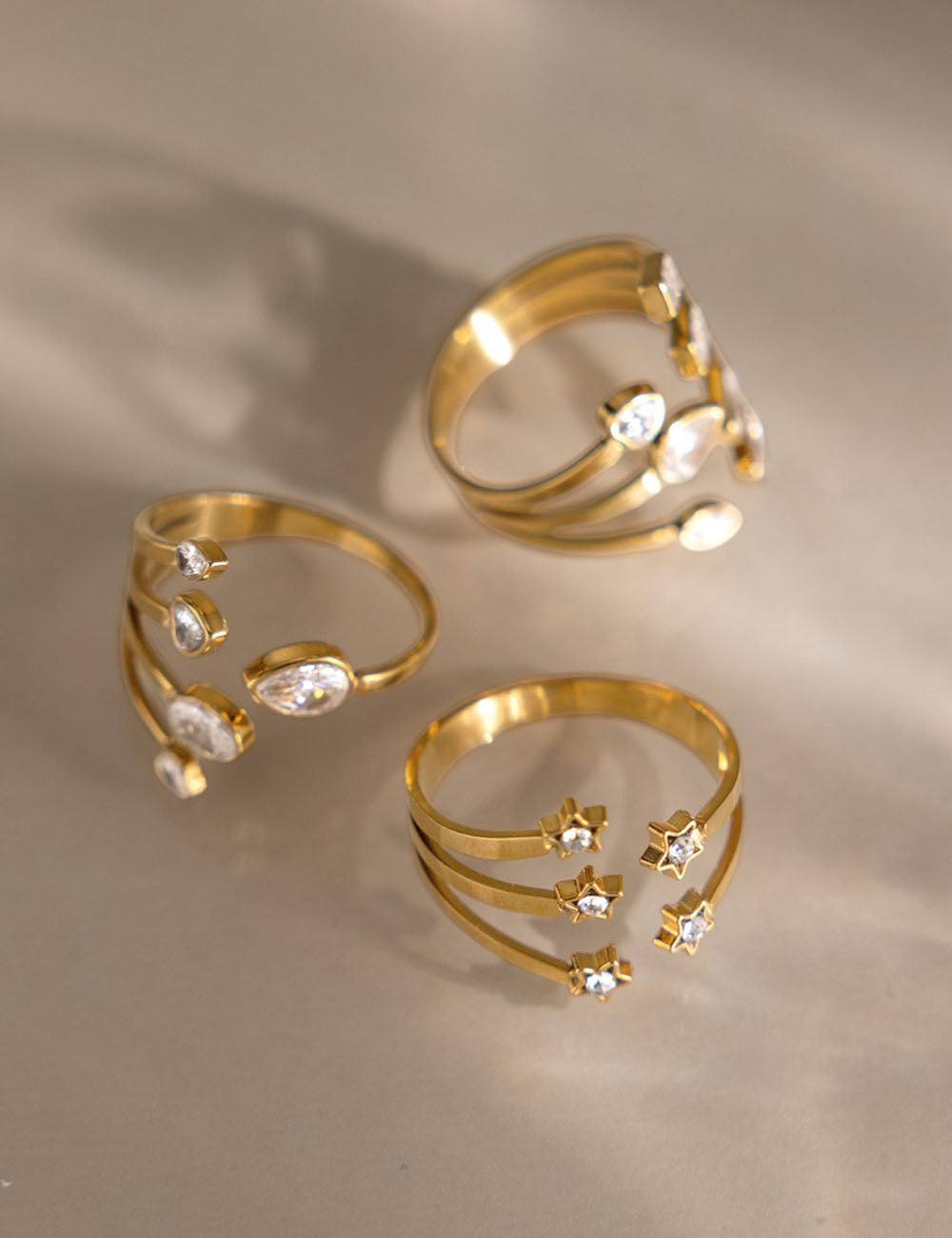 Chic Gold Cubic Zirconia Geome - DippedShop Wholesale - #6947