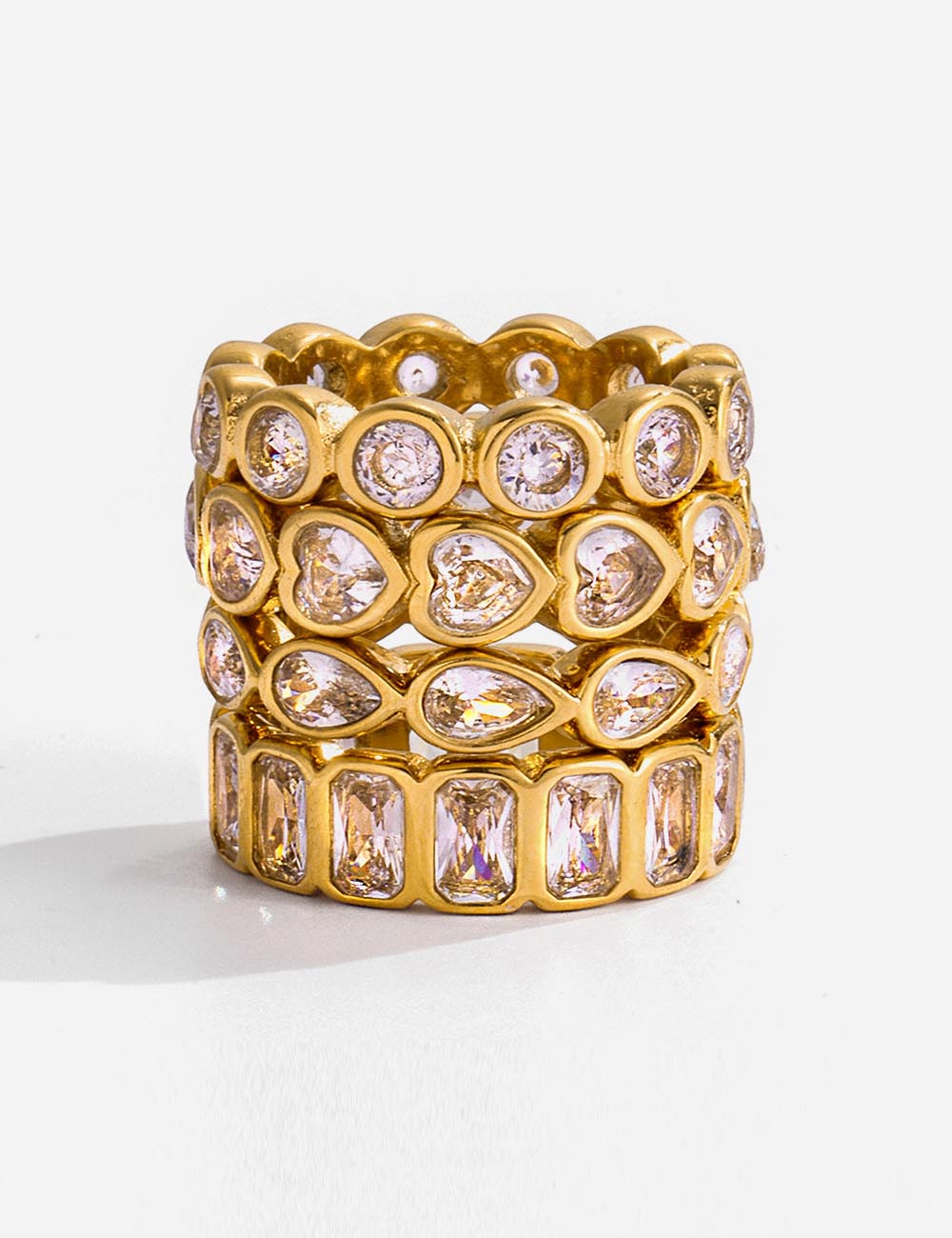 Heart Zirconia Layered Ring - DippedShop Wholesale - #7075