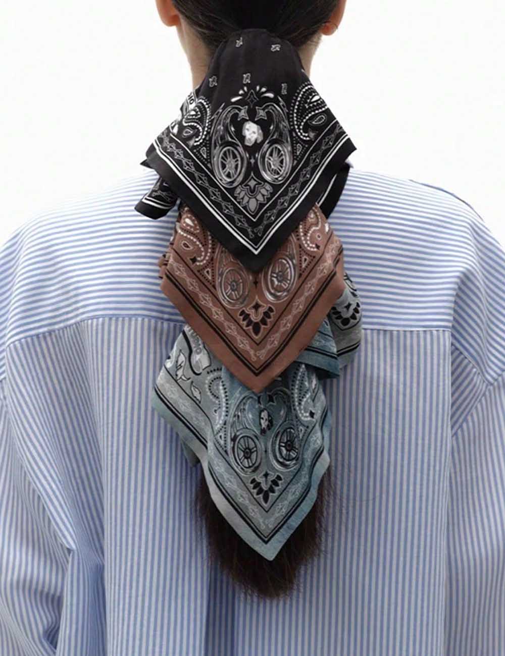 Retro Gothic Bandana Print Hair Tie DP25F963