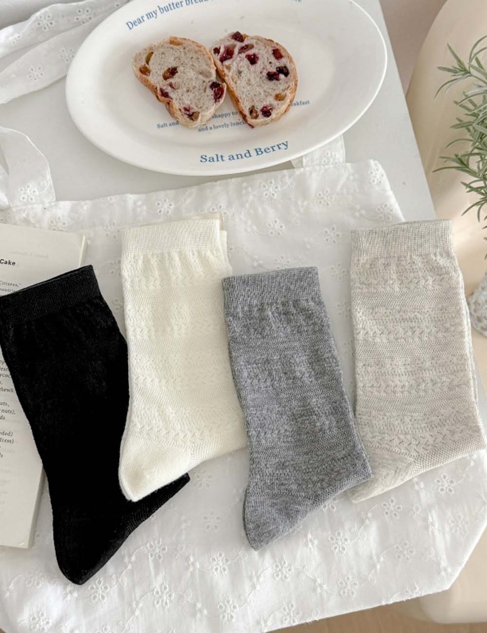 Solid Hollow Out Crew Socks - DippedShop Wholesale - #1795