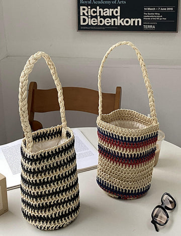 Simple Striped Shoulder Woven Bag DPWB17