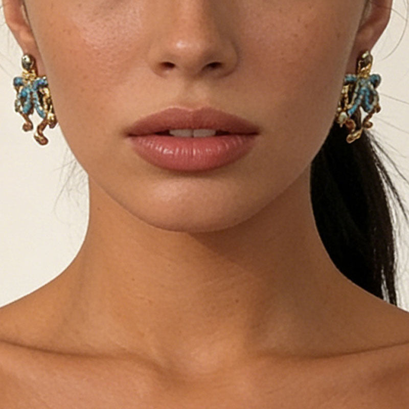 Gold Octopus Stud Earrings - DippedShop Wholesale - #6051