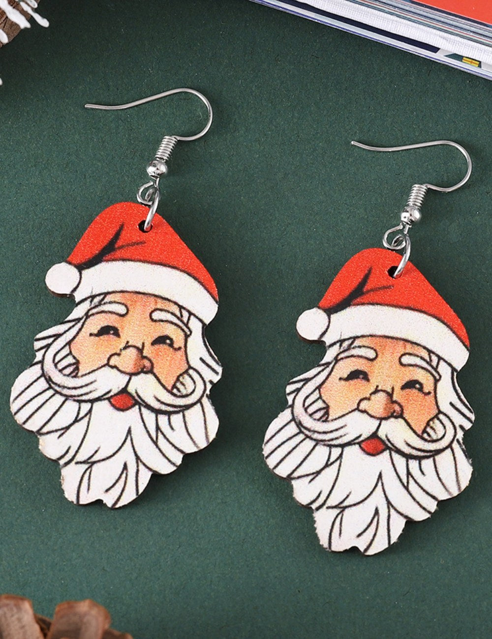 Christmas Cute Santa Wooden Earrings DPJE1916