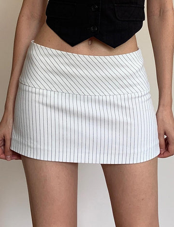 Striped Hip Wrap Slim Mini Skirt DP25F430