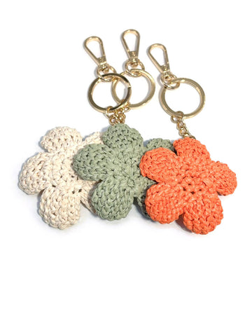 Minimalist Handmade Raffia Flower Keychain Bag Charm MK2ZCAS6W10BBC51