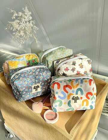 Floral Cartoon Print Portable Cosmetic Bag DPB1027