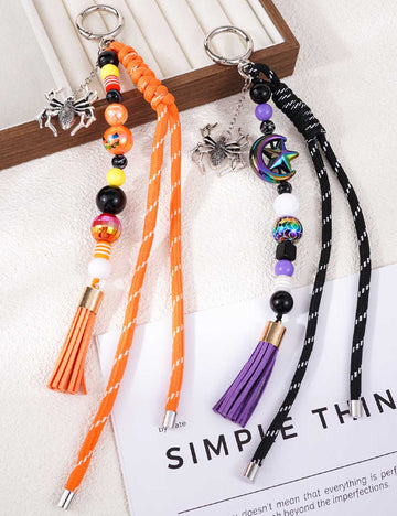 Halloween Cartoon Skull Beads Braided Bag Charm DP25G421