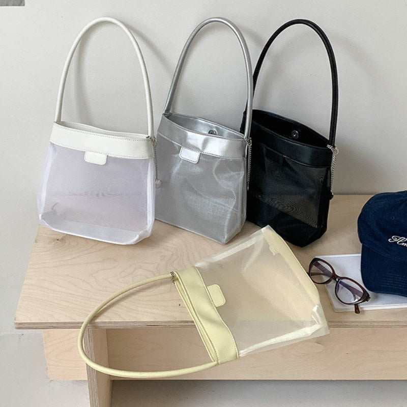 Leather Large Capacity Mesh Shoulder Bag DP25C634