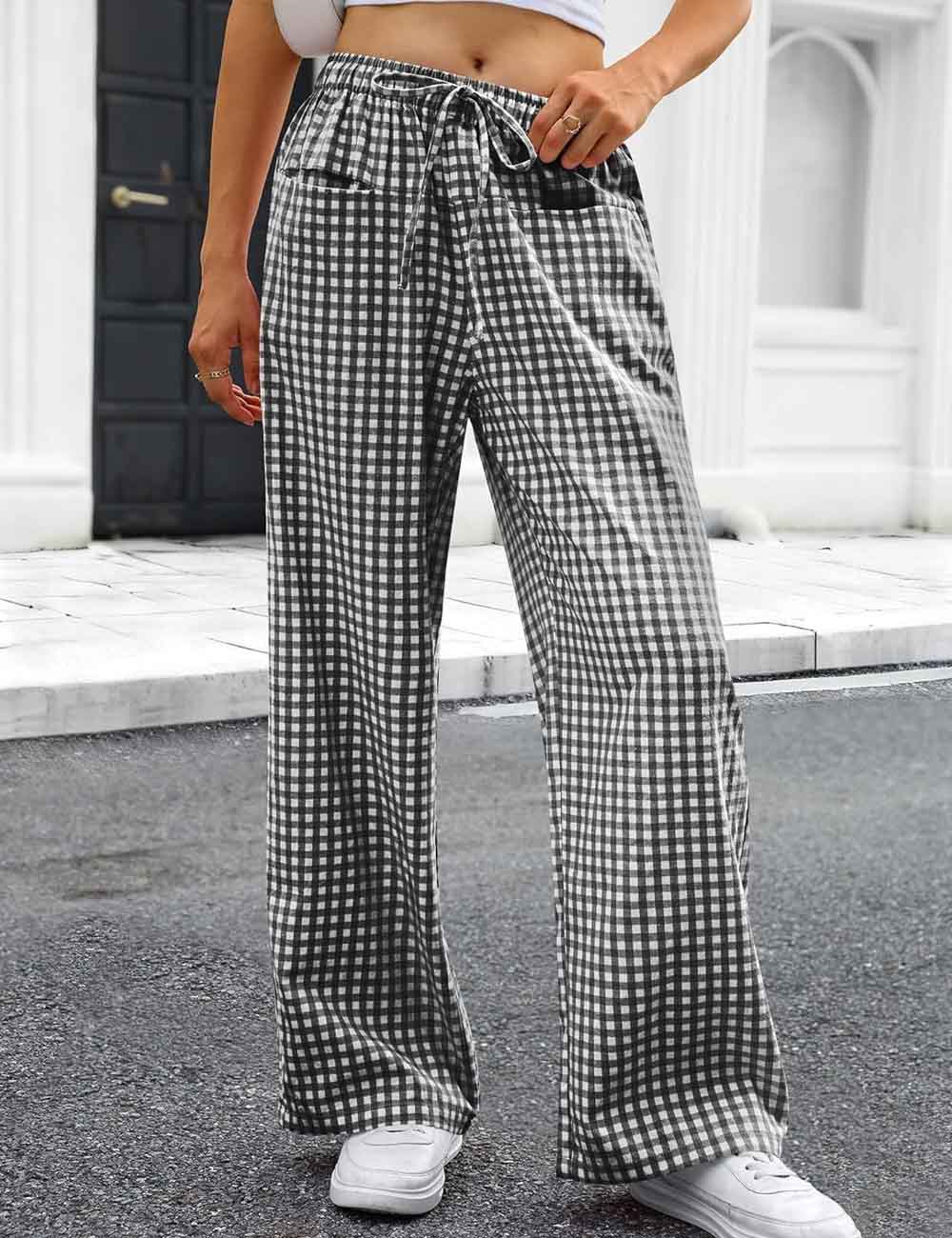 Casual Plaid Wide Leg Pants - DippedShop Wholesale - #5267